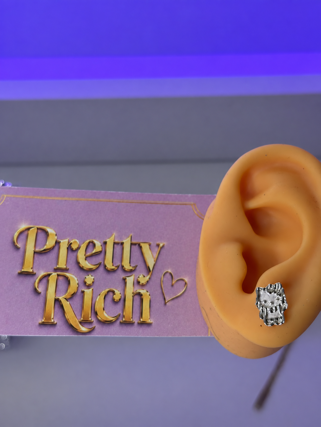 Silver Kitty Statement Earring